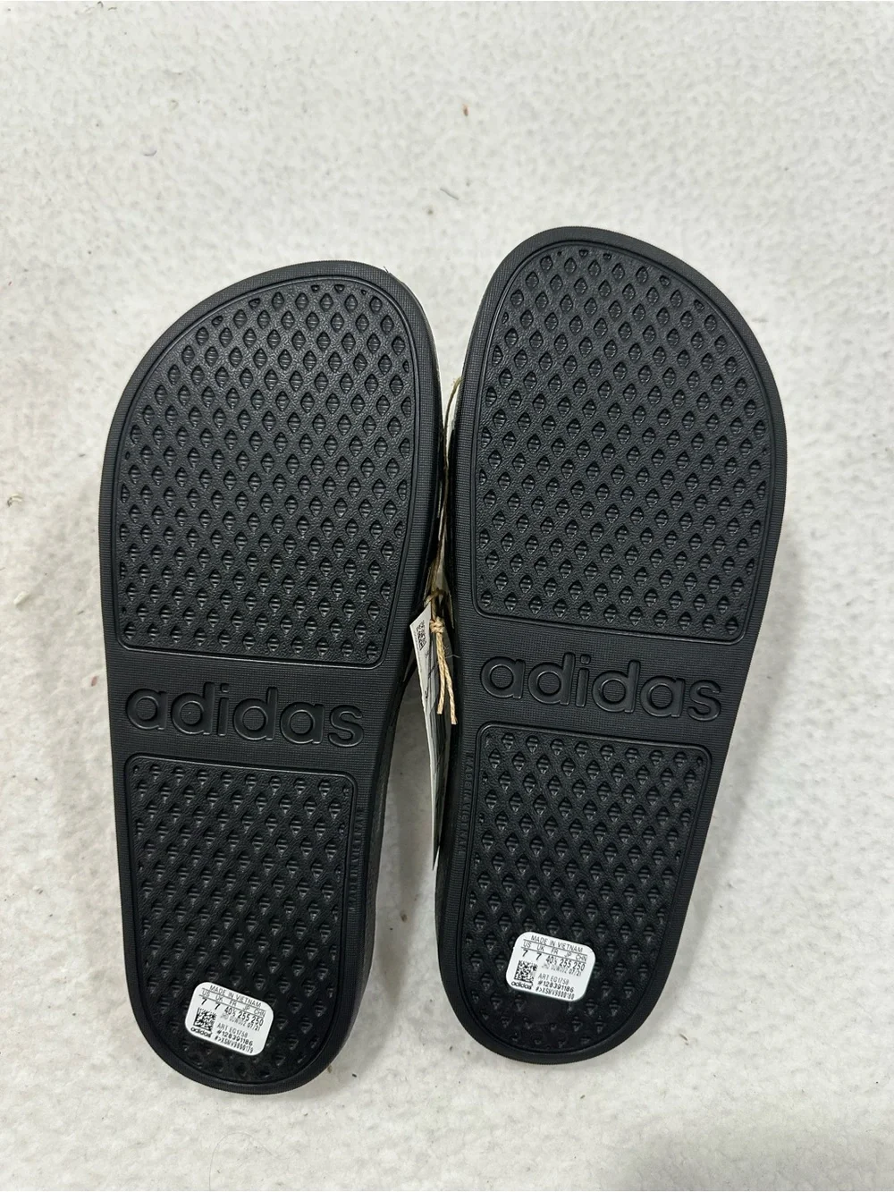 Adidas Black Slide Sandals with Gold Stripes
